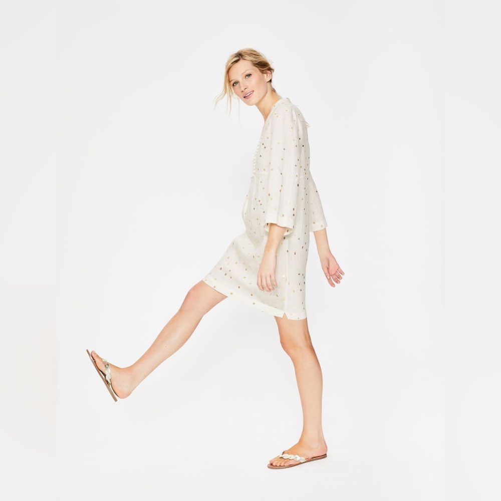 Boden Evangeline Tunic in White Linen Polka Dot Size 8 Regular. - Picture 12 of 16